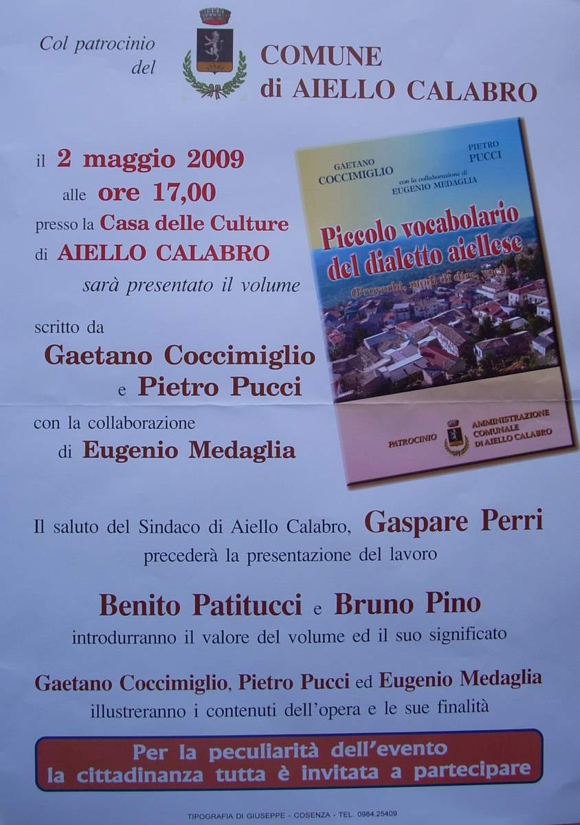 copertina piccolo vocabolario aiellese